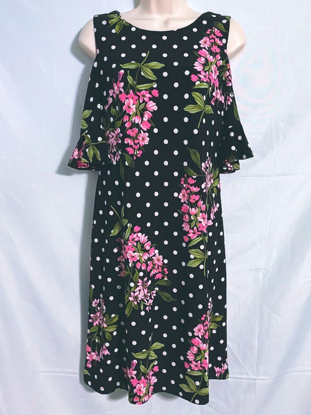 Tommy Hilfiger Black Polka Dot & Floral Dress Size 6